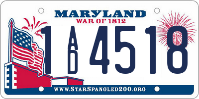 MD license plate 1AD4518