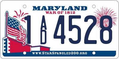 MD license plate 1AD4528