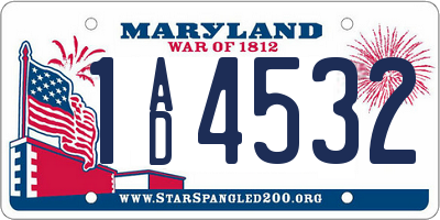 MD license plate 1AD4532