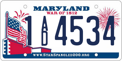 MD license plate 1AD4534