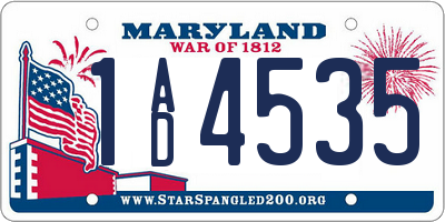 MD license plate 1AD4535