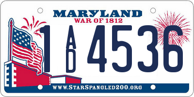 MD license plate 1AD4536
