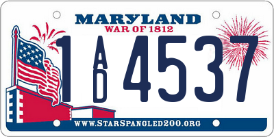 MD license plate 1AD4537