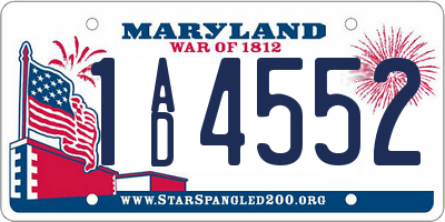 MD license plate 1AD4552