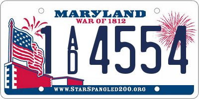 MD license plate 1AD4554