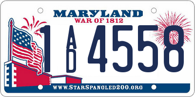 MD license plate 1AD4558