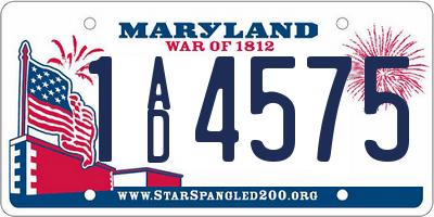 MD license plate 1AD4575