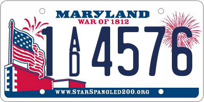 MD license plate 1AD4576