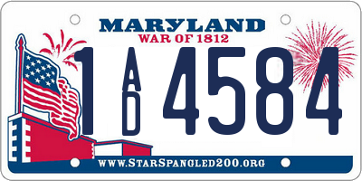 MD license plate 1AD4584