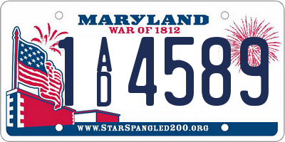 MD license plate 1AD4589