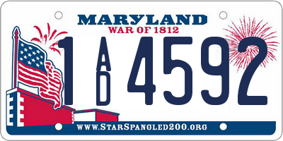 MD license plate 1AD4592