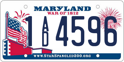MD license plate 1AD4596