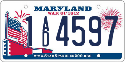 MD license plate 1AD4597