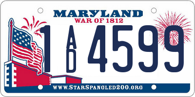 MD license plate 1AD4599