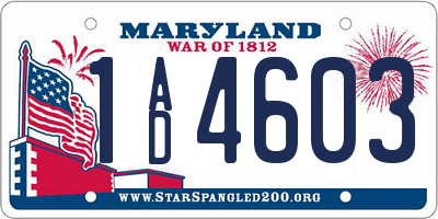 MD license plate 1AD4603