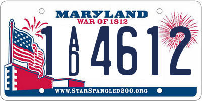 MD license plate 1AD4612