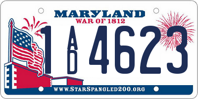 MD license plate 1AD4623