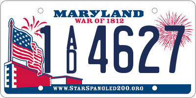 MD license plate 1AD4627