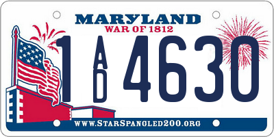 MD license plate 1AD4630