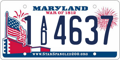 MD license plate 1AD4637