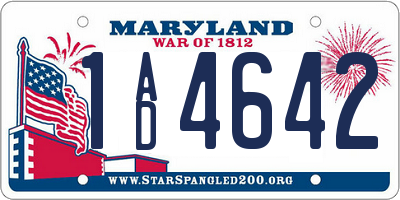 MD license plate 1AD4642