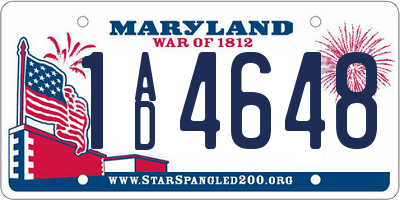 MD license plate 1AD4648