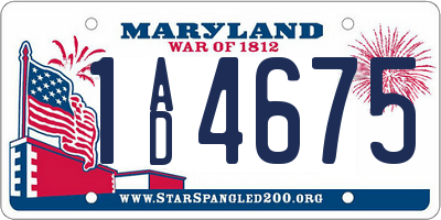 MD license plate 1AD4675