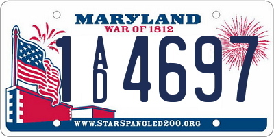 MD license plate 1AD4697