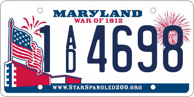 MD license plate 1AD4698