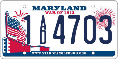 MD license plate 1AD4703