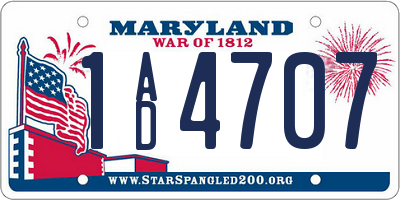 MD license plate 1AD4707