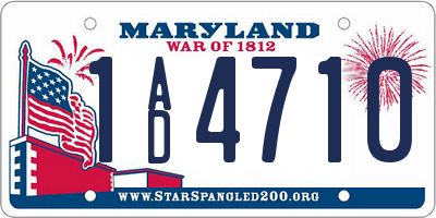 MD license plate 1AD4710