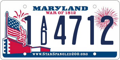 MD license plate 1AD4712