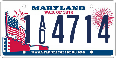 MD license plate 1AD4714