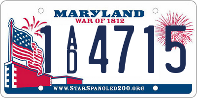MD license plate 1AD4715