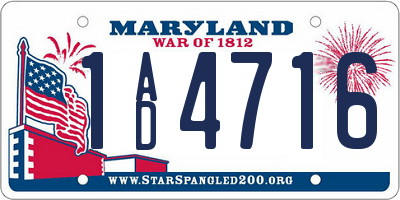 MD license plate 1AD4716