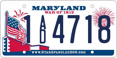 MD license plate 1AD4718