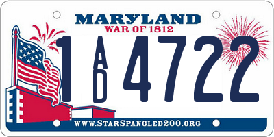 MD license plate 1AD4722