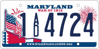 MD license plate 1AD4724
