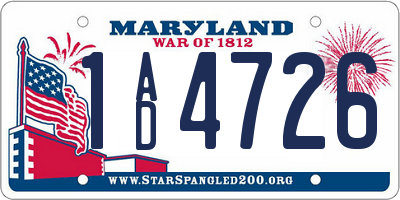 MD license plate 1AD4726