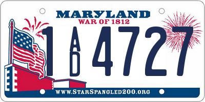 MD license plate 1AD4727