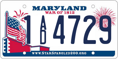 MD license plate 1AD4729