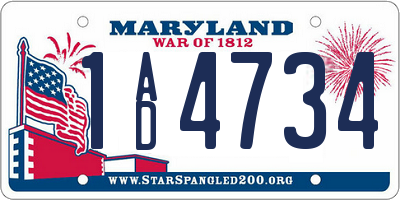 MD license plate 1AD4734