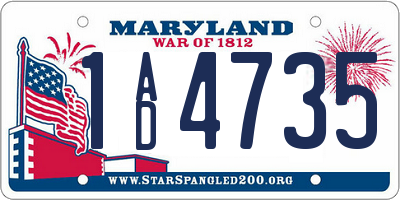 MD license plate 1AD4735