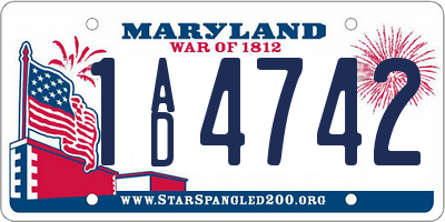 MD license plate 1AD4742