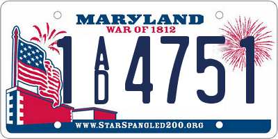 MD license plate 1AD4751
