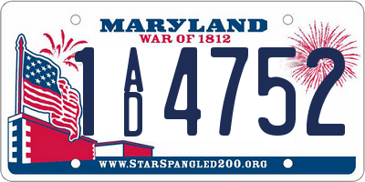 MD license plate 1AD4752