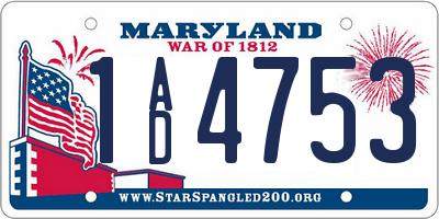 MD license plate 1AD4753