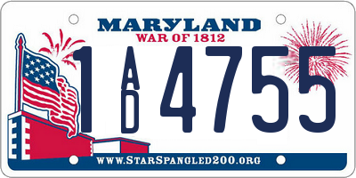 MD license plate 1AD4755