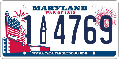 MD license plate 1AD4769